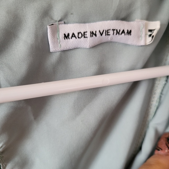 Green blue floral tropical summer vacation dress romper medium - Picture 3 of 5